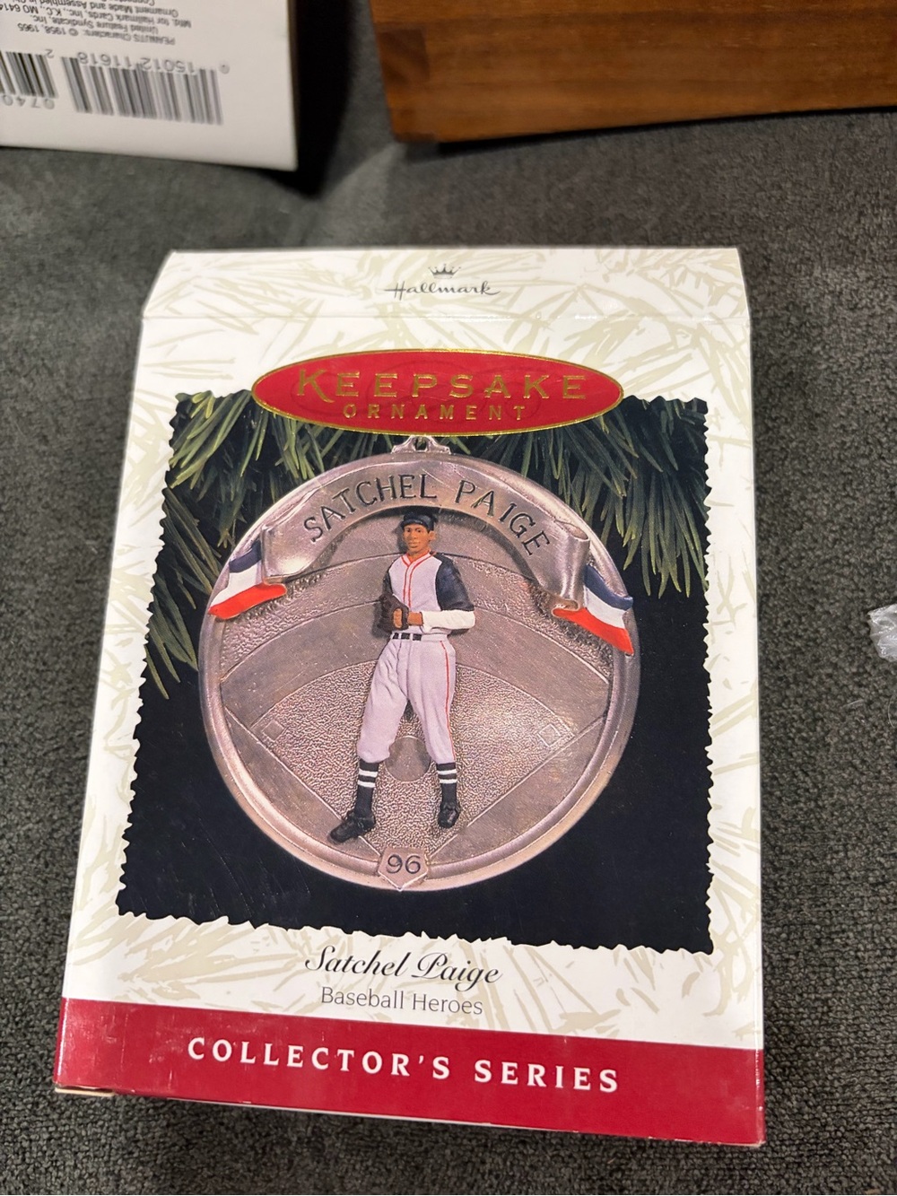 Hallmark Keepsake Ornament Satchel Paige with Red and Silver Accents